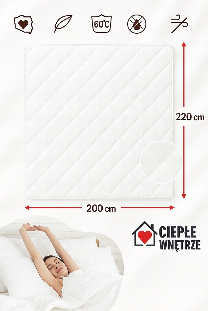 KOŁDRA 200x220 ANTYALERGICZNA CAŁOROCZNA MIKROFIBRA POLSKA MEDYCZNA