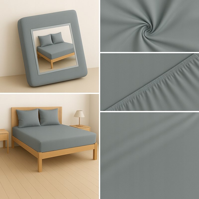 PRZEŚCIERADŁO Z GUMKĄ 80x200 SZARY MATERAC ZAKŁADKA DO 25 CM