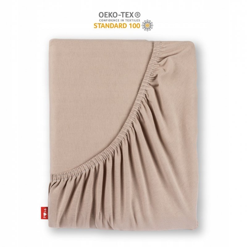 Prześcieradło Jersey z Gumką 160x200 Gruba Bawełna Czesana Bok 30 cm cafe