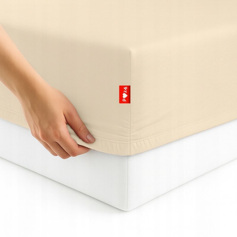 Prześcieradło 160x200 z Gumką GRUBA Bawełna Premium Bok 30 cm Kość słoniowa