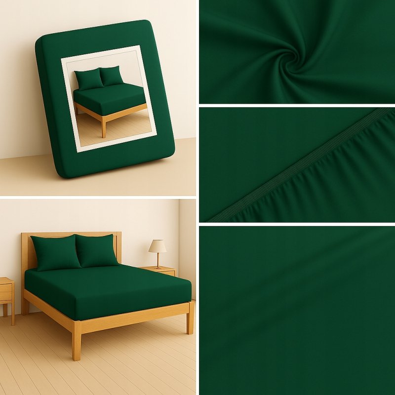 PRZEŚCIERADŁO Z GUMKĄ 140x200 BUTELKOWA ZIELEŃ MATERAC ZAKŁADKA DO 25 CM