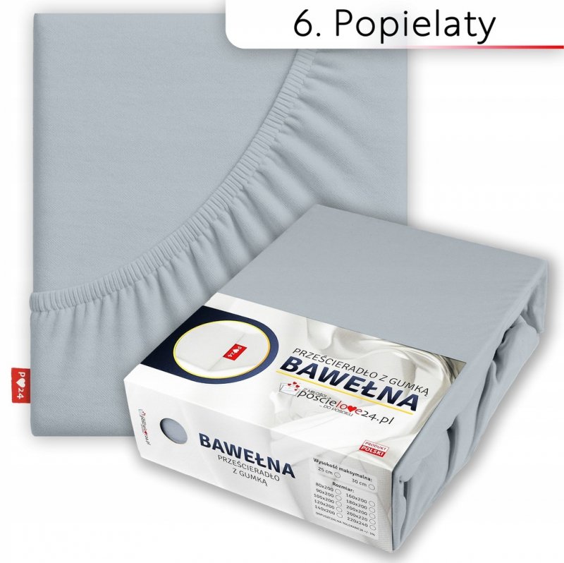 Prześcieradło 90x200 z Gumką GRUBA Bawełna Premium Bok 30 cm Popielaty