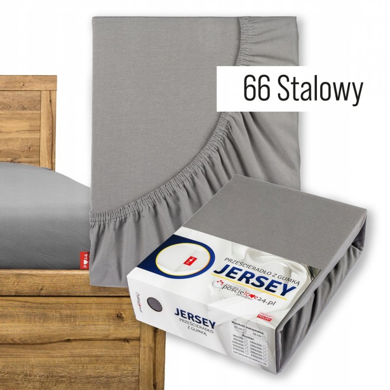 Prześcieradło Jersey z Gumką 90x200 Gruba Bawełna Czesana Bok 30 cm stalowy
