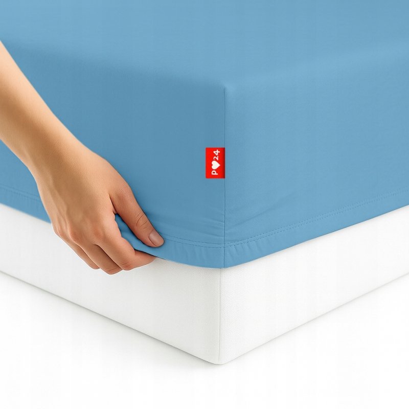 Prześcieradło 90x200 z Gumką GRUBA Bawełna Premium Bok 30 cm Błękitny
