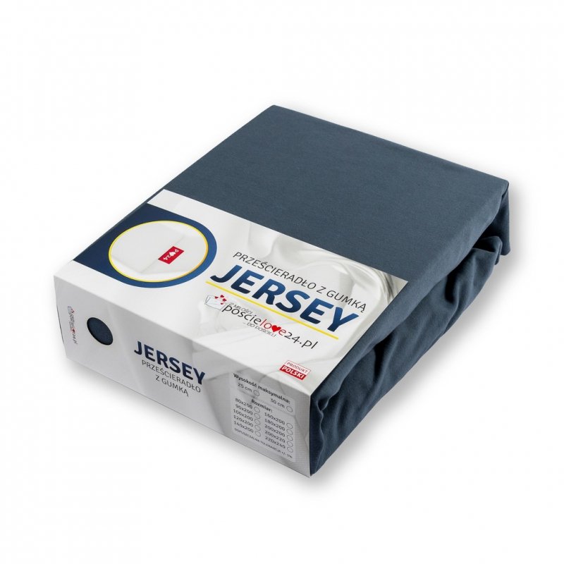 Prześcieradło Jersey z Gumką 120x200 Gruba Bawełna Bok 30 cm popiel ciemny