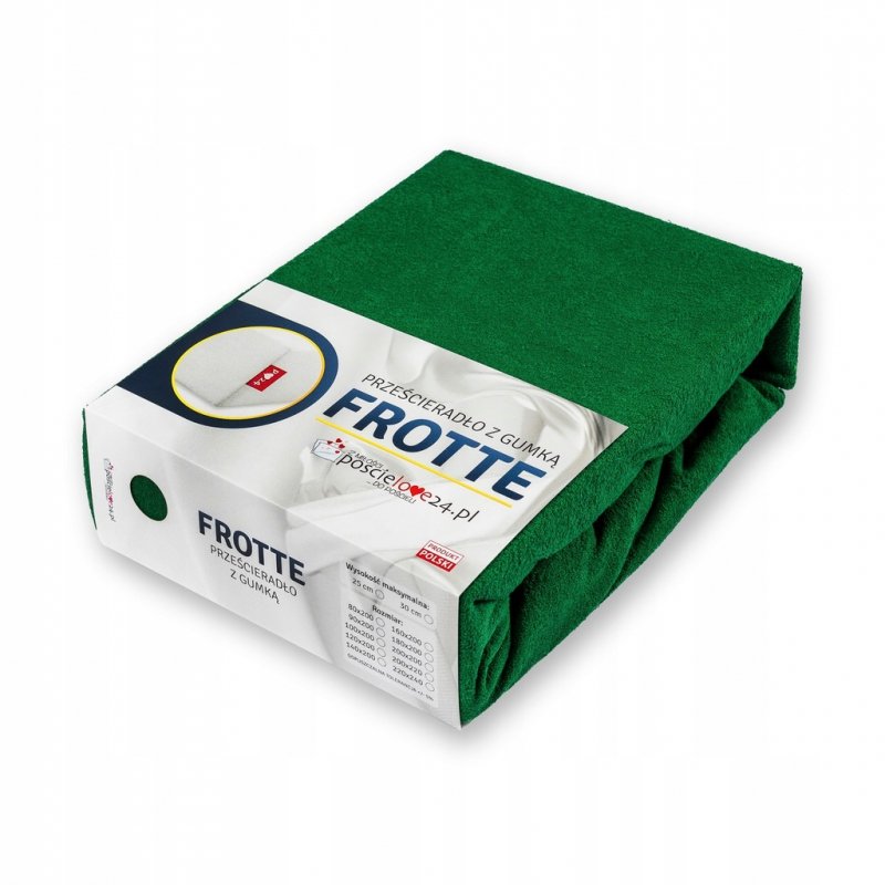 Prześcieradło Frotte z Gumką 160X200 Gruba Bawełna Bok 30 butelkowa zieleń