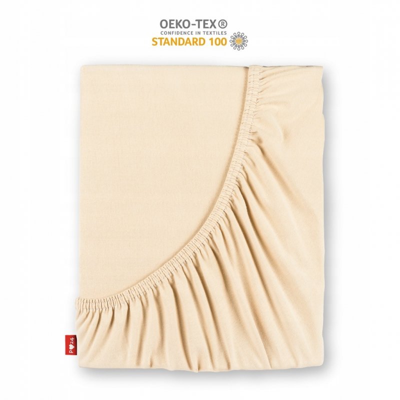 Prześcieradło Jersey z Gumką 200x220 Gruba Bawełna Bok 30 cm kość słoniowa