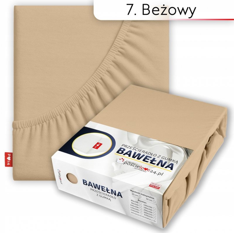 Prześcieradło 100x200 z Gumką GRUBA Bawełna Premium Bok 30 cm Beżowy