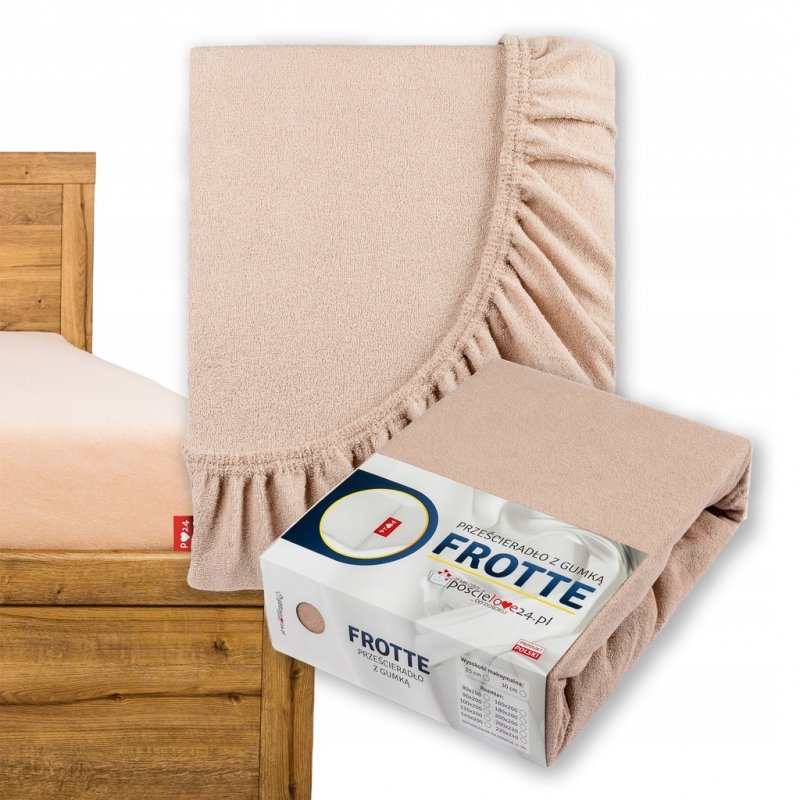 Prześcieradło Frotte z Gumką 90x200 Gruba Bawełna 200g Bok 30 cm cafe