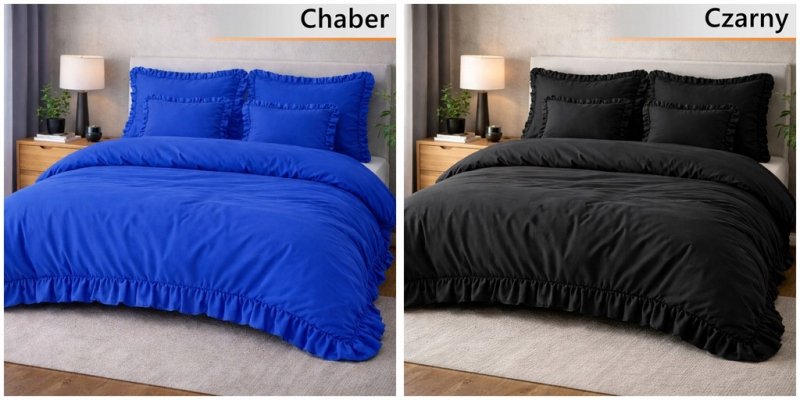 POŚCIEL 160x200 Z FALBANĄ KOMPLET 3 CZĘŚCIOWY MIKROFIBRA KOLORY DO WYBORU