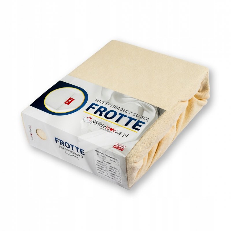 Prześcieradło Frotte z Gumką 100x200 Gruba Bawełna Bok 30 cm kość słoniowa
