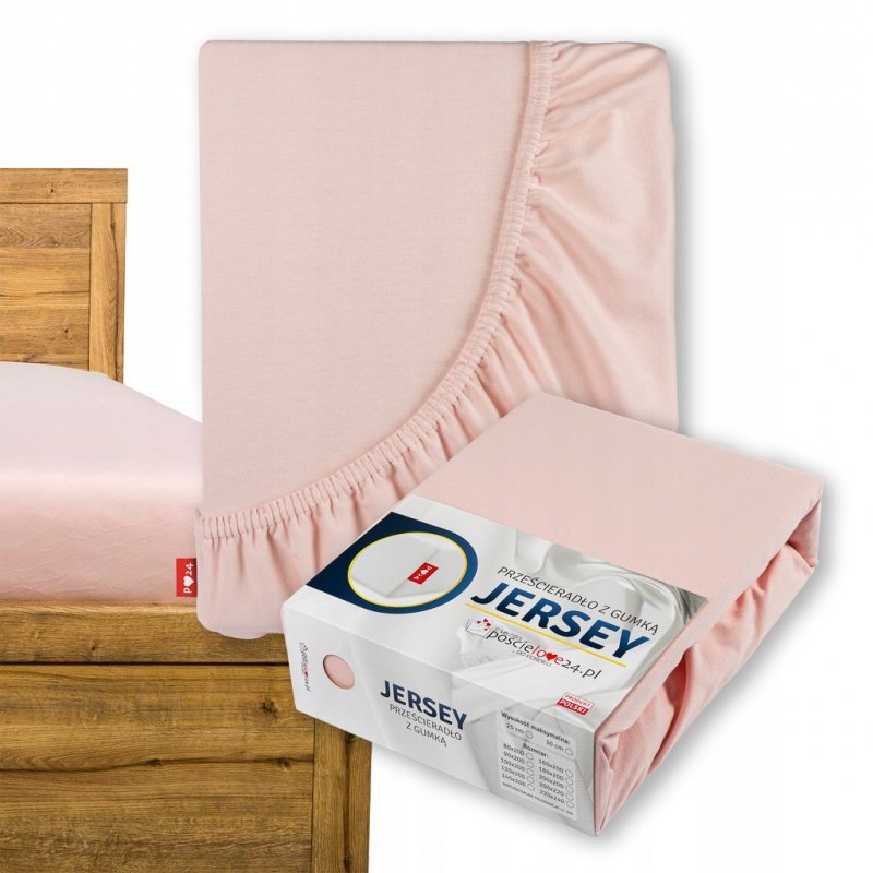 Prześcieradło Jersey z Gumką 120x200 Gruba Bawełna Bok 30 cm pudrowy róż