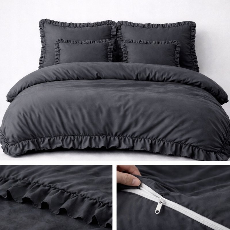 POŚCIEL 200x220 Z FALBANĄ KOMPLET 3 CZĘŚCIOWY MIKROFIBRA KOLORY DO WYBORU