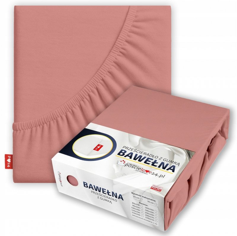 Prześcieradło 200x220 z Gumką GRUBA Bawełna Premium Bok 30 cm Paryski róż