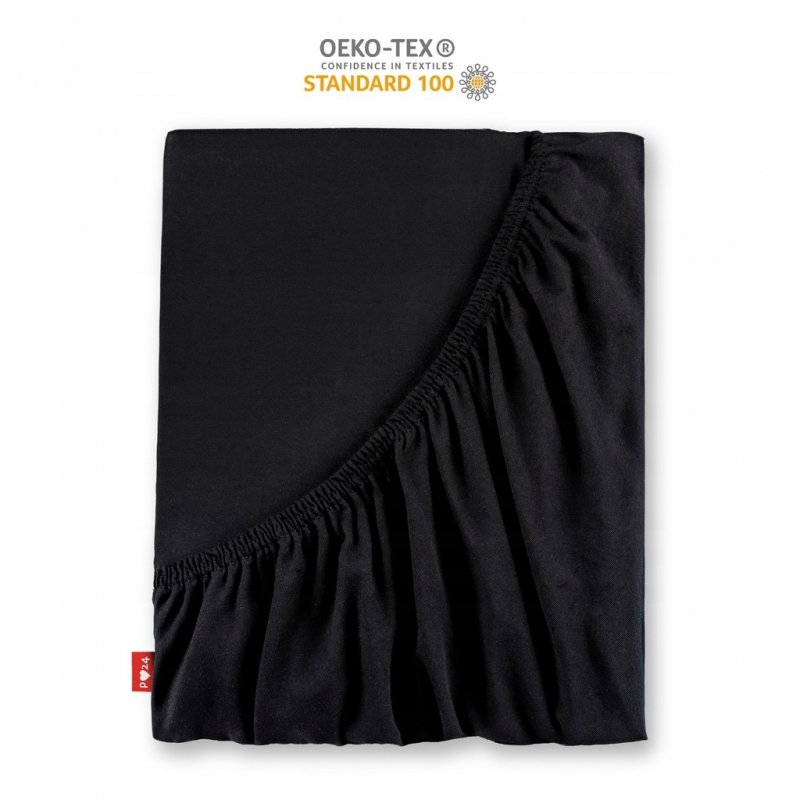 Prześcieradło Jersey z Gumką 80x200 Gruba Bawełna Czesana Bok 30 cm czarny