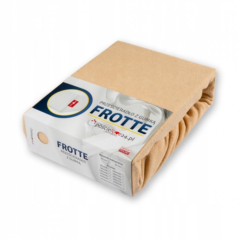 Prześcieradło Frotte z Gumką 90x200 Gruba Bawełna Bok 30 cm cappuccino