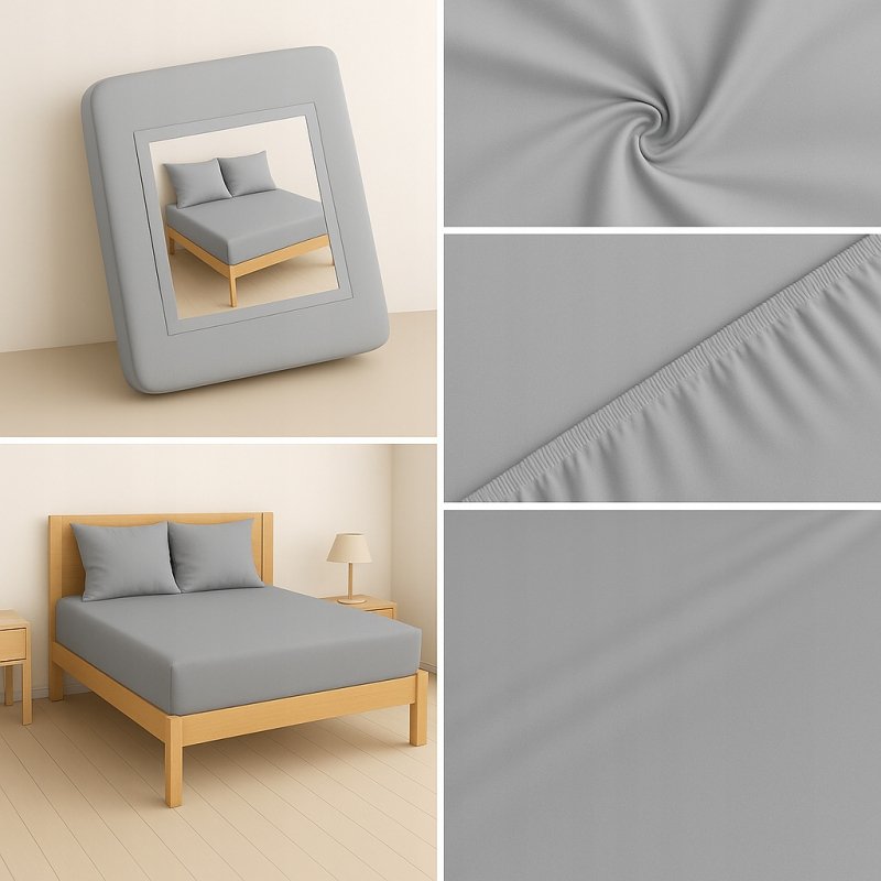 PRZEŚCIERADŁO Z GUMKĄ 160x200 STALOWY MATERAC ZAKŁADKA DO 25 CM