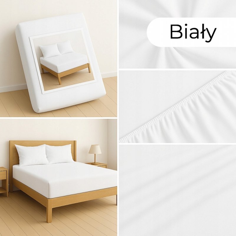 PRZEŚCIERADŁO Z GUMKĄ 140x200 BIAŁY MATERAC ZAKŁADKA DO 25 CM