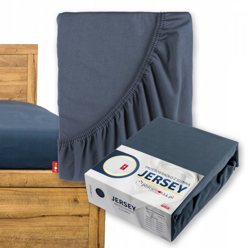 Prześcieradło Jersey z Gumką 160x200 Gruba Bawełna Bok 30 cm popiel ciemny