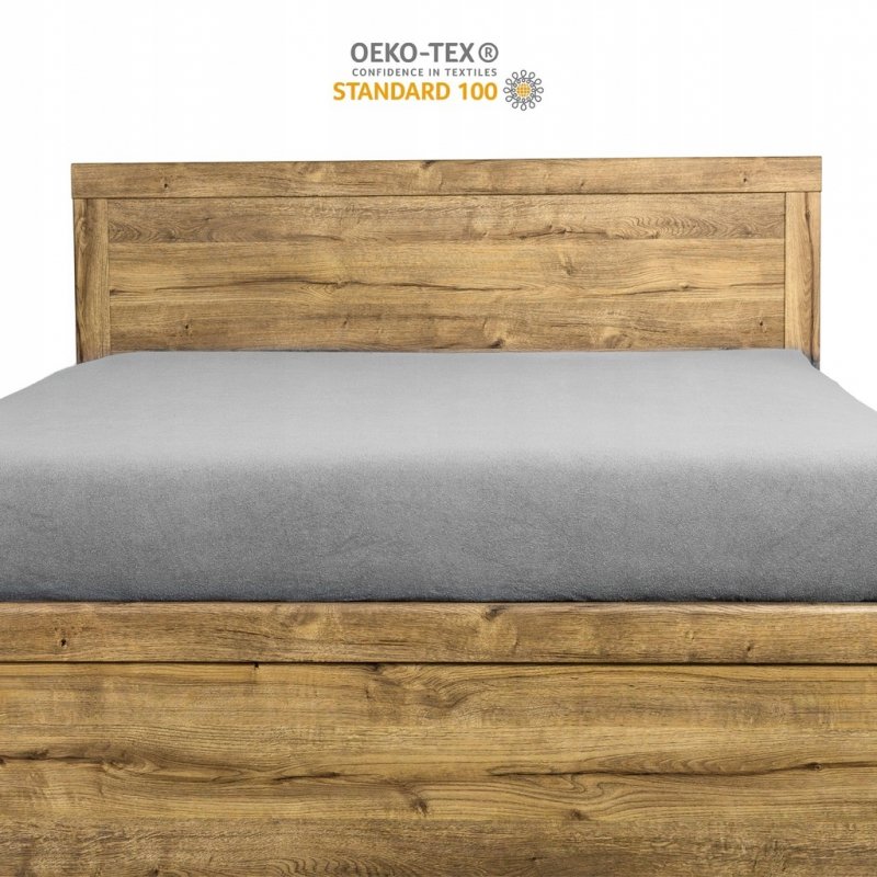 Prześcieradło Frotte z Gumką 140X200 Gruba Bawełna 200g Bok 30 cm stalowy