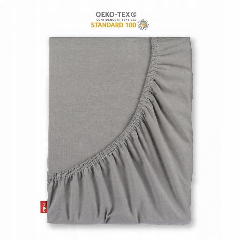 Prześcieradło Jersey z Gumką 120x200 Gruba Polska Bawełna Bok 30 cm stalowy