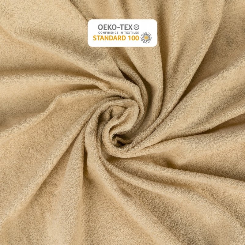 Prześcieradło Frotte z Gumką 220X240 Gruba Bawełna 200g Bok 30 cm beżowy