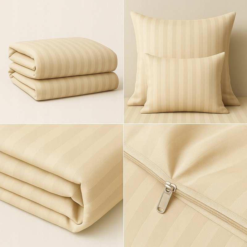 POŚCIEL 200x220 HOTELOWA 100% GRUBA BAWEŁNA SATYNOWA ADAMASZEK ECRU