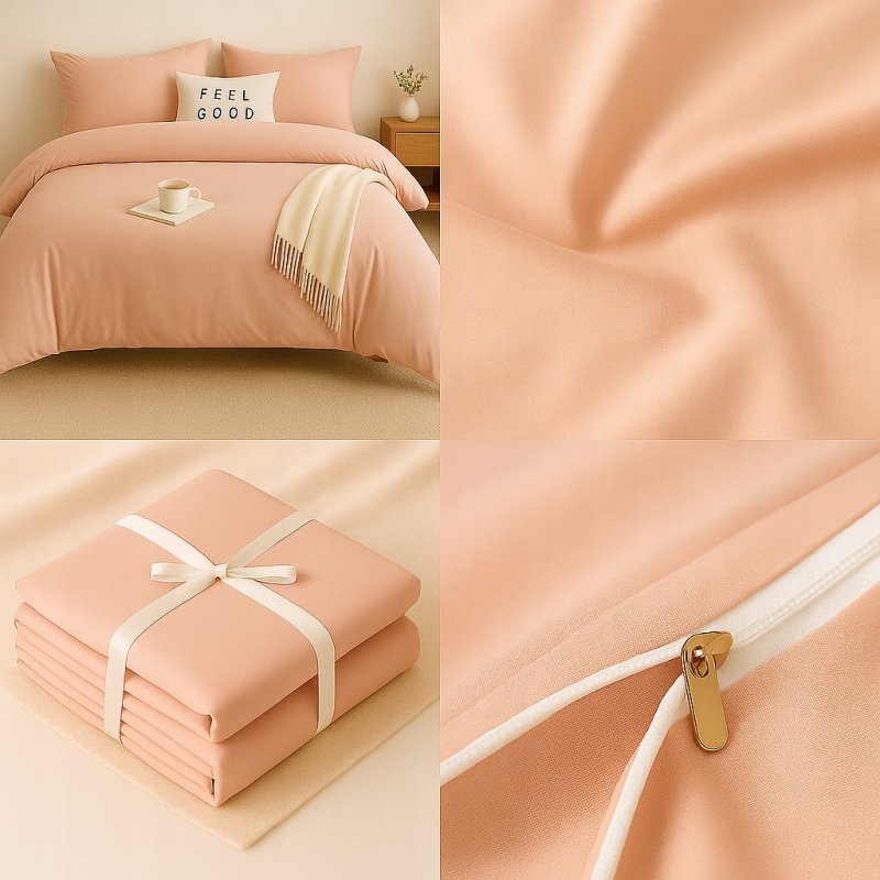 Pościel 160x200 Mikrofibra +2 Poszewki Komplet na Zamek – pudrowy róż