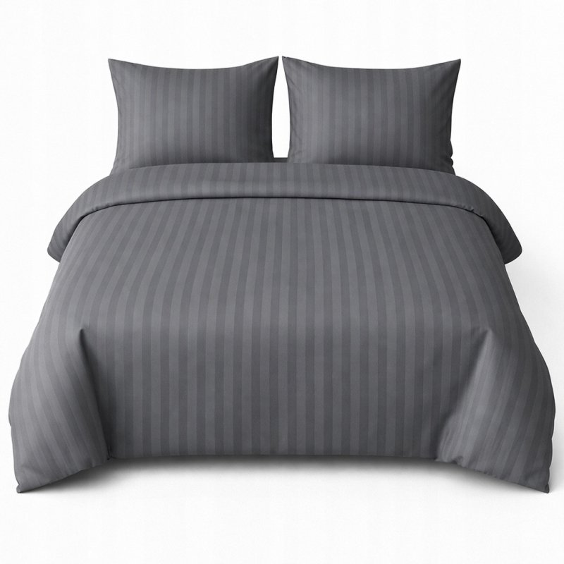 POŚCIEL 160x200 HOTELOWA 100% GRUBA BAWEŁNA SATYNOWA ADAMASZEK GRAFIT