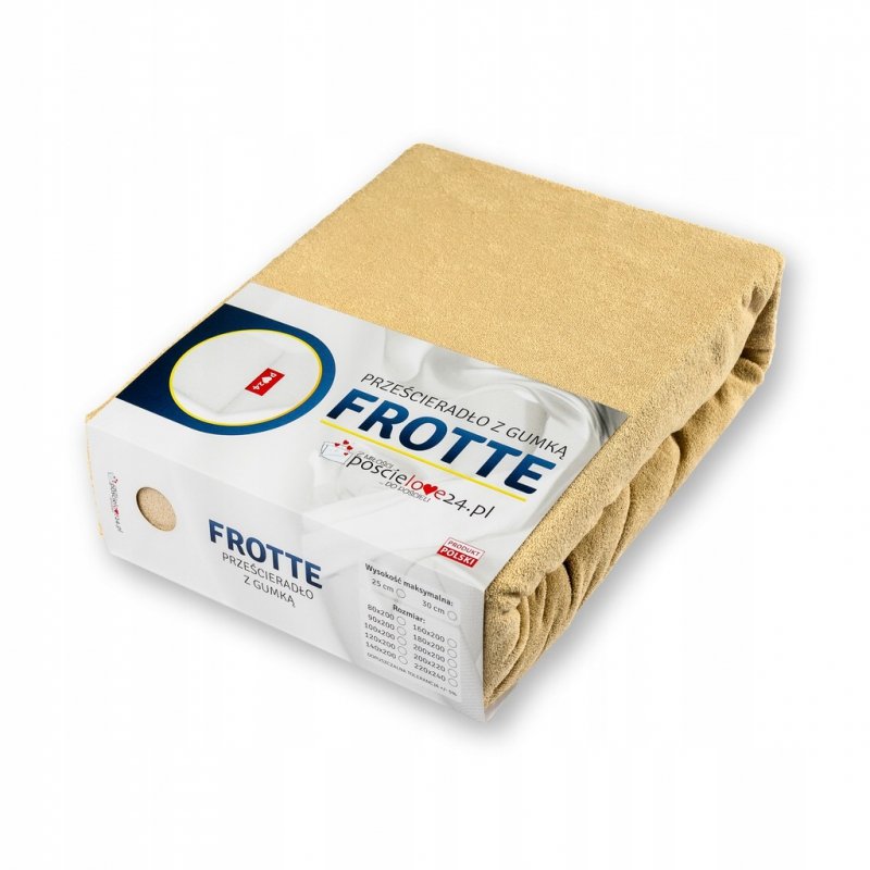 Prześcieradło Frotte z Gumką 200X200 Gruba Bawełna 200g Bok 30 cm beżowy