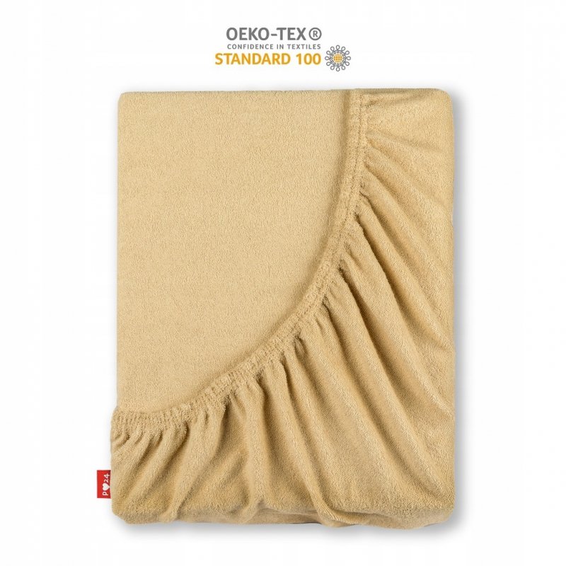 Prześcieradło Frotte z Gumką 160x200 Gruba Bawełna 200g Bok 30 cm beżowy