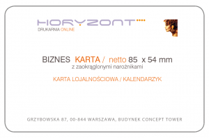 wizytówki foliowane mat, zaokrąglone narożniki 85 x 54 mm lub 90 x 50 mm, druk obustronny, kreda 450 g - 250 sztuk