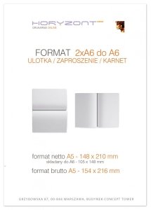 zaproszenie - karta A5, składana do A6, druk dwustronny, kreda 350 g, bez folii 200 sztuk