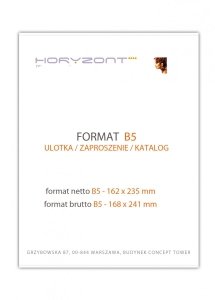 katalog klejony PUR B5, okładka - kreda 250 g + środki 130 g, 60+4 str . okładka foliowana 1+0, 300 sztuk