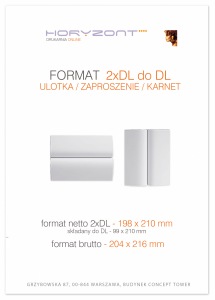 ulotka 2xDL składana do DL, druk pełnokolorowy obustronny 4+4, na papierze kredowym, 170 g, 150 sztuk