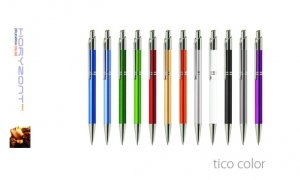 długopis TICO COLOR z nadrukiem, 100 sztuk Pantone z palety do wyboru 1+0