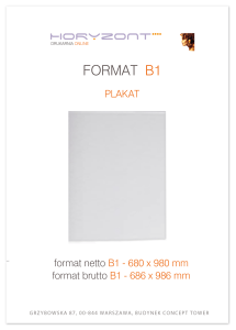 plakat B1,  druk pełnokolorowy jednostronny 4+0, na papierze kredowym, 130 g - 250 sztuk	