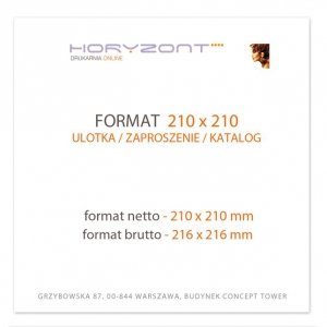 katalog 210 x 210 mm, druk pełnokolorowy obustronny 4+4, na papierze kredowym: okładka 250 g foliowana + środki 130 g, 16 str., 250 sztuk
