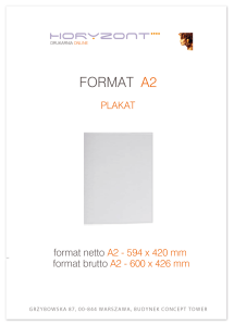Szablon formatu A2 - netto / brutto. 420 x 594 mm. Plik pdf do pobrania.