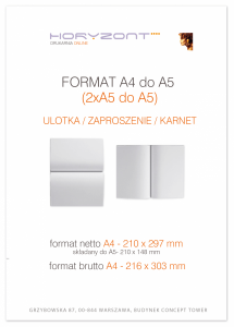 Szablon składania A5 na pół - netto / brutto. 148 x 210 mm. Plik pdf do pobrania.