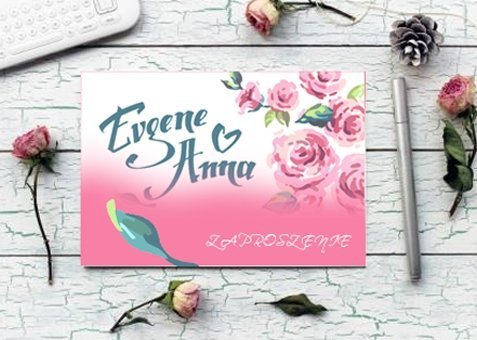 	zaproszenie DL - 99 x 210 mm, druk dwustronny, papier ozdobny Rives 250 g / Modigliani 260 g - 20 sztuk
