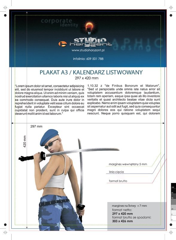 Kalendarze planszowe A3 - 250 g, druk jednostronny, pełnokolorowy 4+0, na papierze kredowym, listwy srebrne - 70 sztuk