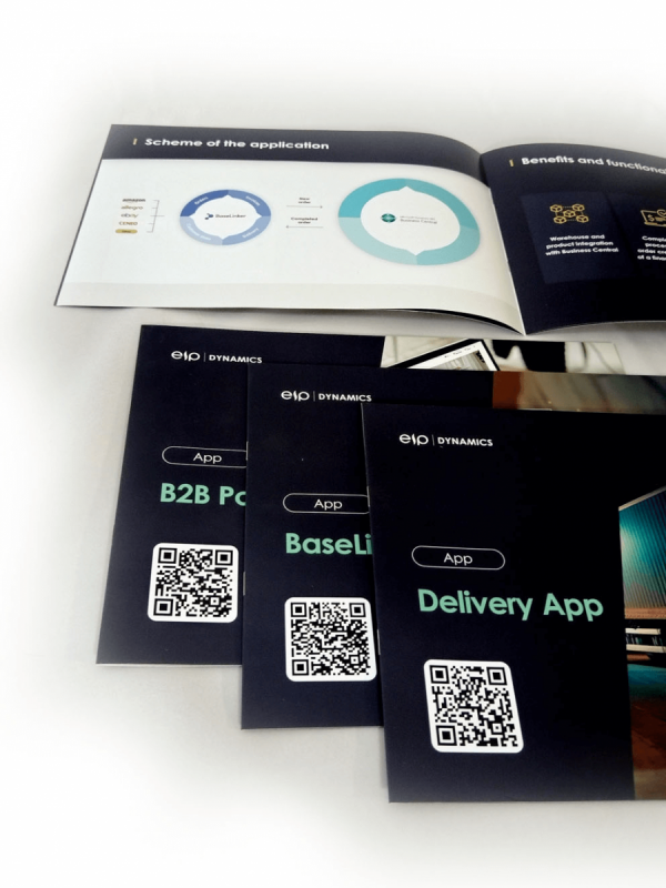 katalog 210 x 210 mm, druk pełnokolorowy obustronny 4+4, na papierze kredowym: okładka 250 g foliowana + środki 130 g, 8 str., 20 sztuk