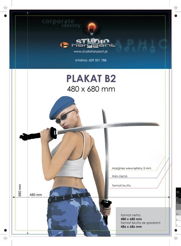 plakat B2, druk UV 4+0, na papierze satynowym 200 g - 2 sztuk