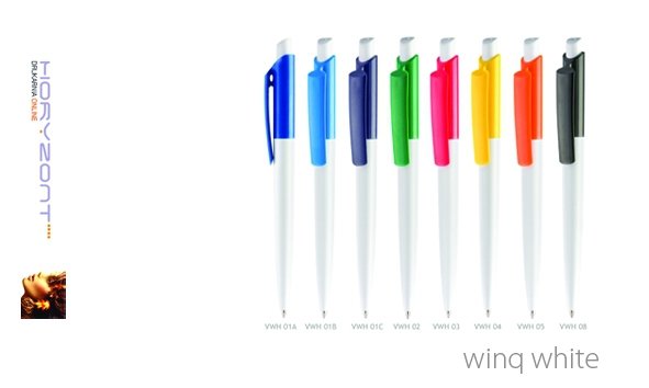 długopis VINQ WHITE z nadrukiem, 100 sztuk Pantone z palety do wyboru 1+0