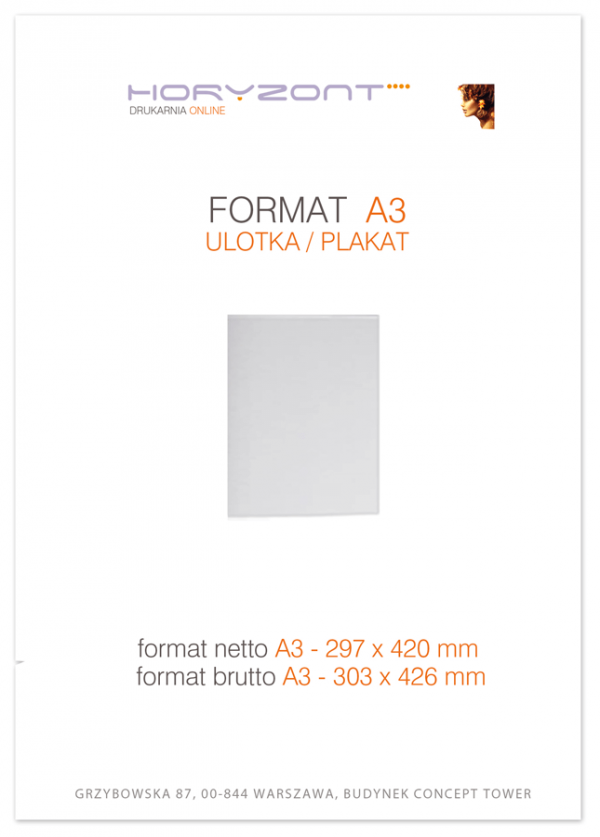 ulotka A3, druk dwustronny 4+4, folia mat dwustronna, papier kredowy 170 g, 50 sztuk ! Promocyjna cena