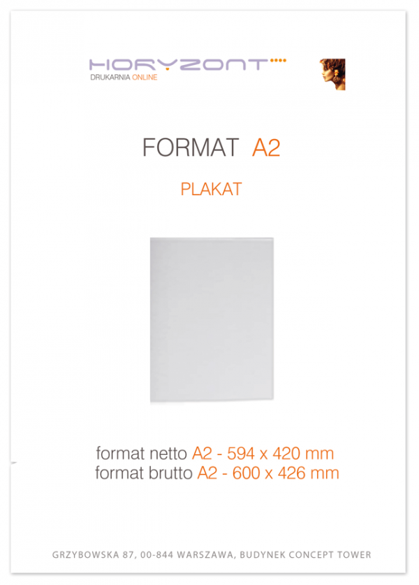 plakat A2,  druk pełnokolorowy jednostronny 4+0, na papierze kredowym, 170 g - 50 sztuk  