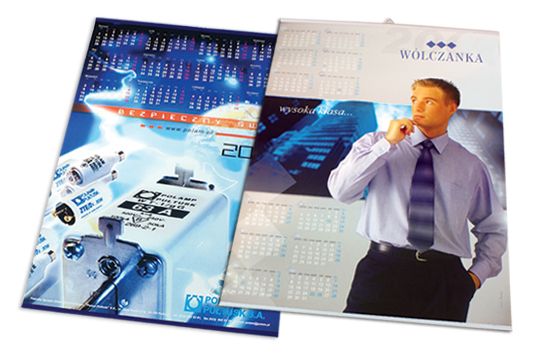 Kalendarze planszowe A1 (840 x 594 mm) - kreda 130 g, druk jednostronny 4+0, listwy srebrne z zawieszką po krótkim boku - 200 sztuk