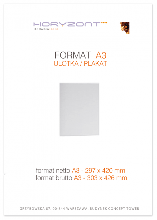 plakat A3, druk pełnokolorowy jednostronny 4+0, na papierze kredowym mat, 350 g - 250 sztuk 