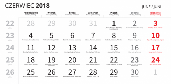 Kalendarz trójdzielny EKOLINE (płaski) bez koperty, druk jednostronny kolorowy (4+0), podkład - karton 300 g, 3 białe bloki, okienko - 600 sztuk